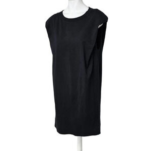 Aritzia Babaton  Shoulder Pad Dress Size XS Black Sleeveless Crew Neck